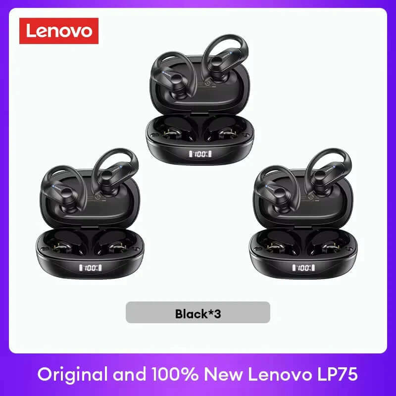 Experience Unmatched Sound Quality with Lenovo LP75 TWS Bluetooth 5.3 Headphones - Waterproof, Noise Reduction, and Smart LED Display!