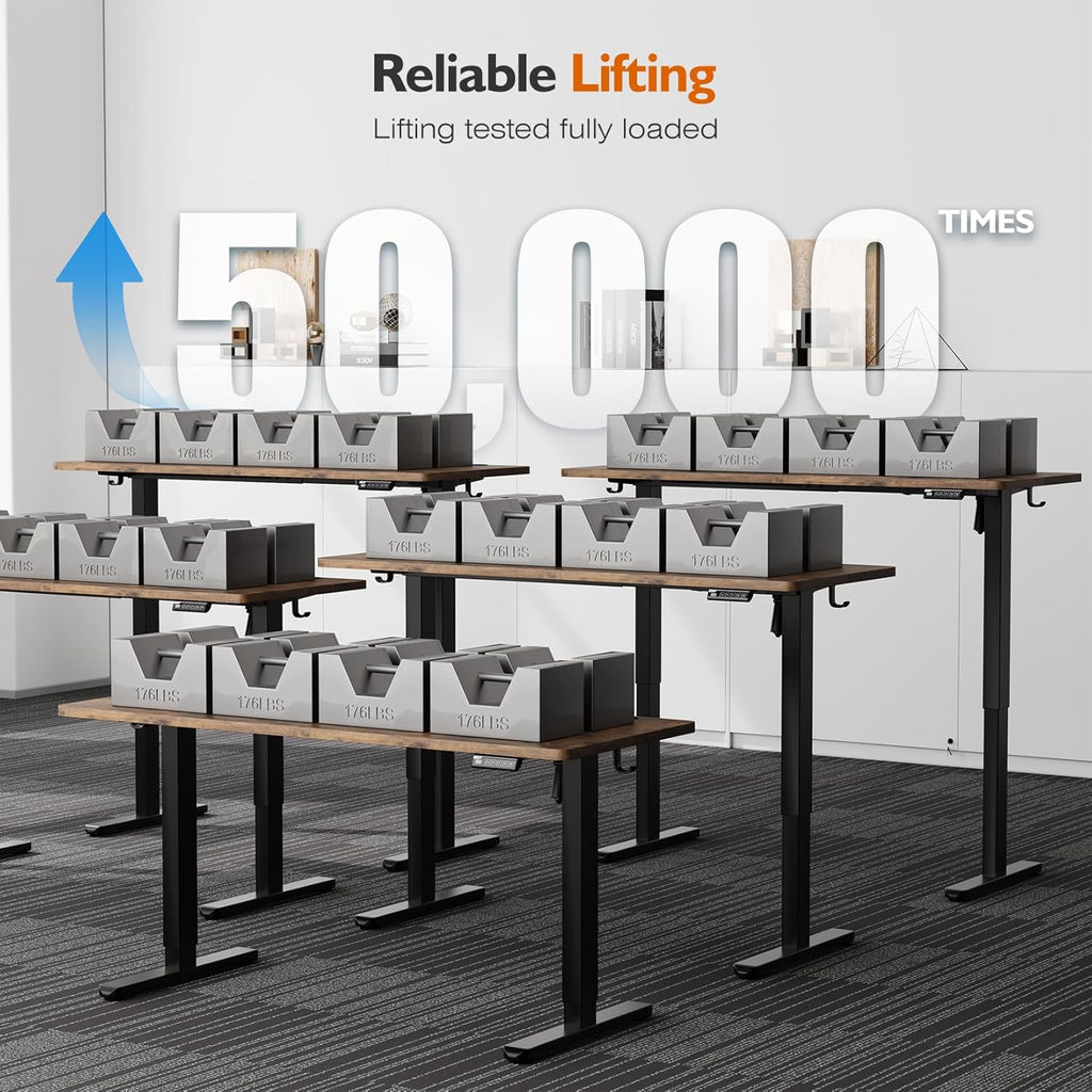 Transform Your Workspace with the Electric Adjustable Standing Desk - 55" x 24" Rustic Brown Ergonomic Design for Home and Office