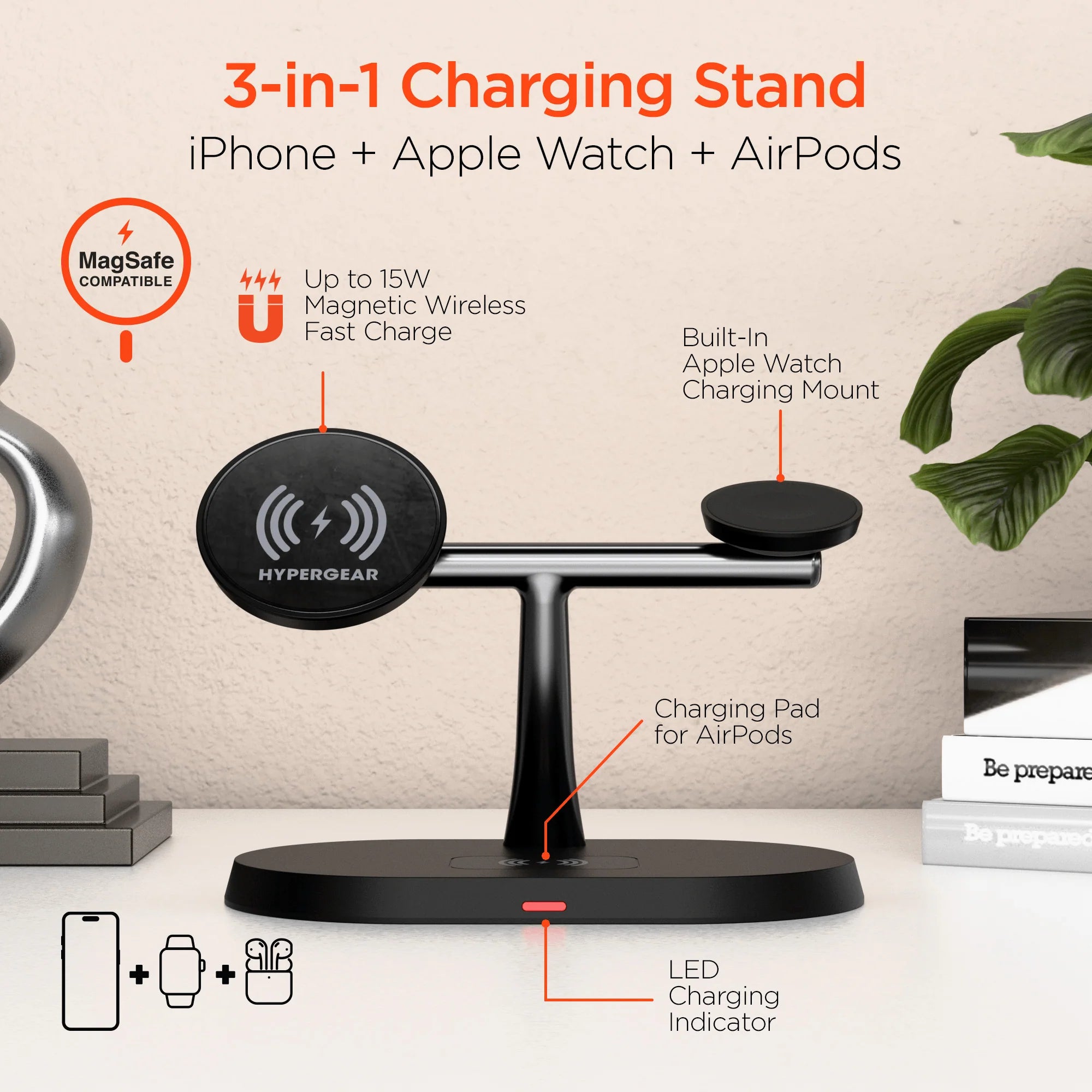 Elevate Your Charging Experience with the HyperGear MaxCharge Pro 3-in-1 MagSafe Charging Stand