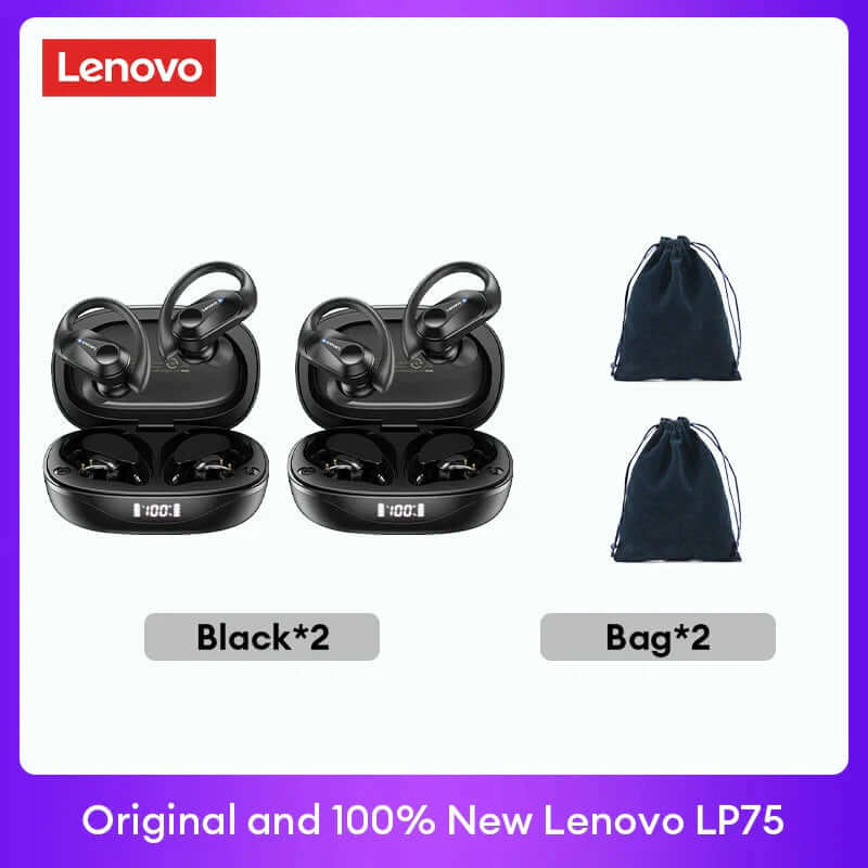 Experience Unmatched Sound Quality with Lenovo LP75 TWS Bluetooth 5.3 Headphones - Waterproof, Noise Reduction, and Smart LED Display!