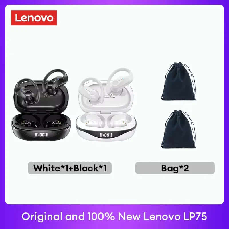 Experience Unmatched Sound Quality with Lenovo LP75 TWS Bluetooth 5.3 Headphones - Waterproof, Noise Reduction, and Smart LED Display!