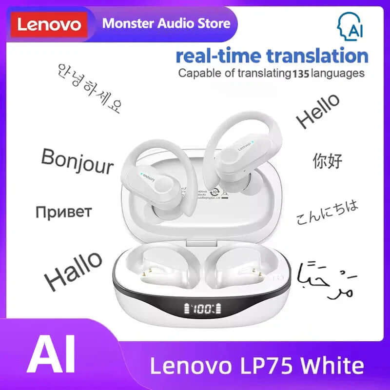 Experience Unmatched Sound Quality with Lenovo LP75 TWS Bluetooth 5.3 Headphones - Waterproof, Noise Reduction, and Smart LED Display!