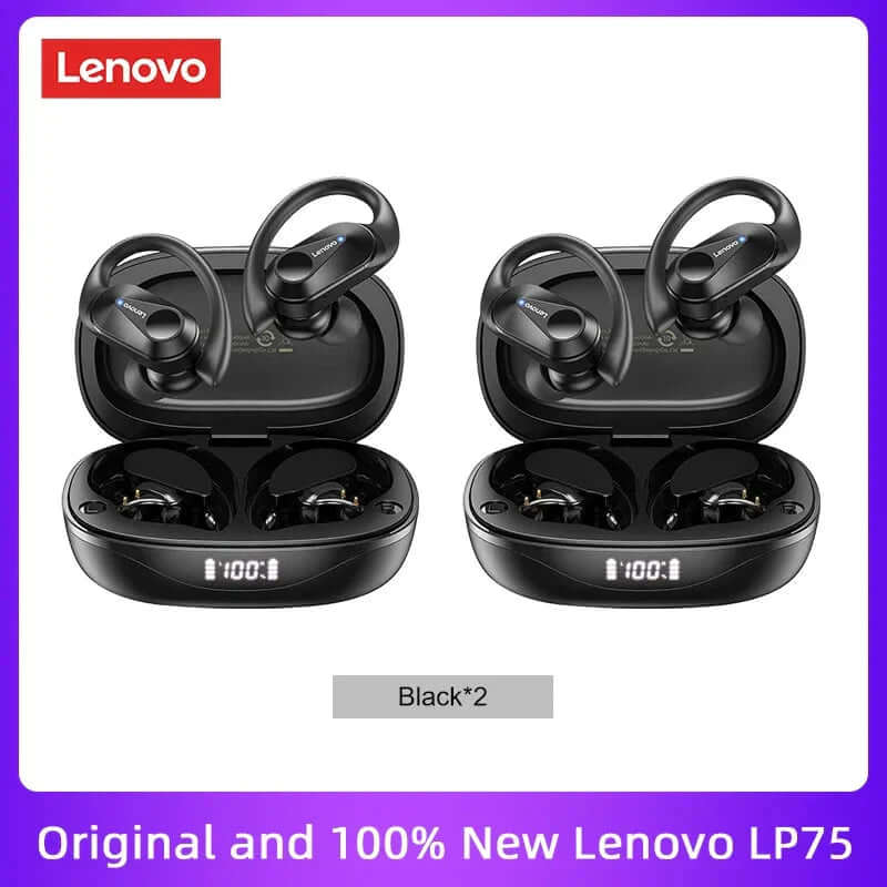 Experience Unmatched Sound Quality with Lenovo LP75 TWS Bluetooth 5.3 Headphones - Waterproof, Noise Reduction, and Smart LED Display!