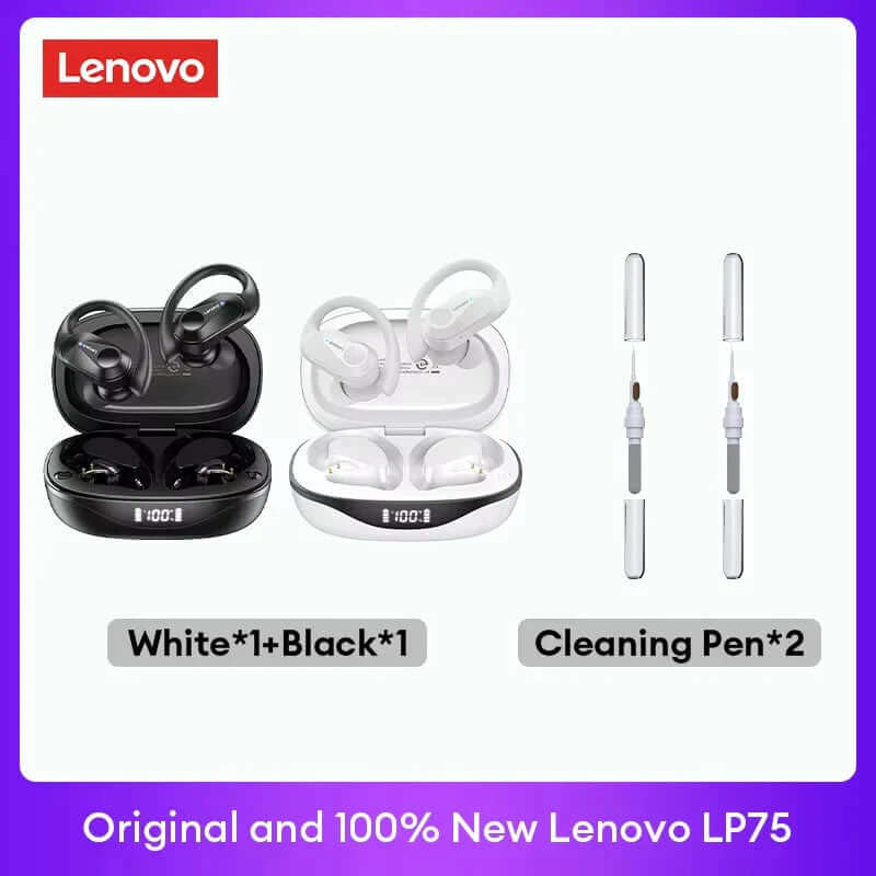 Experience Unmatched Sound Quality with Lenovo LP75 TWS Bluetooth 5.3 Headphones - Waterproof, Noise Reduction, and Smart LED Display!