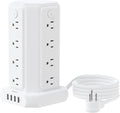 Power Up Your Space with the 10 FT Extension Cord Power Strip Tower - 16 Outlets & 4 USB Ports with Surge Protection and Individual Switches for Ultimate Convenience