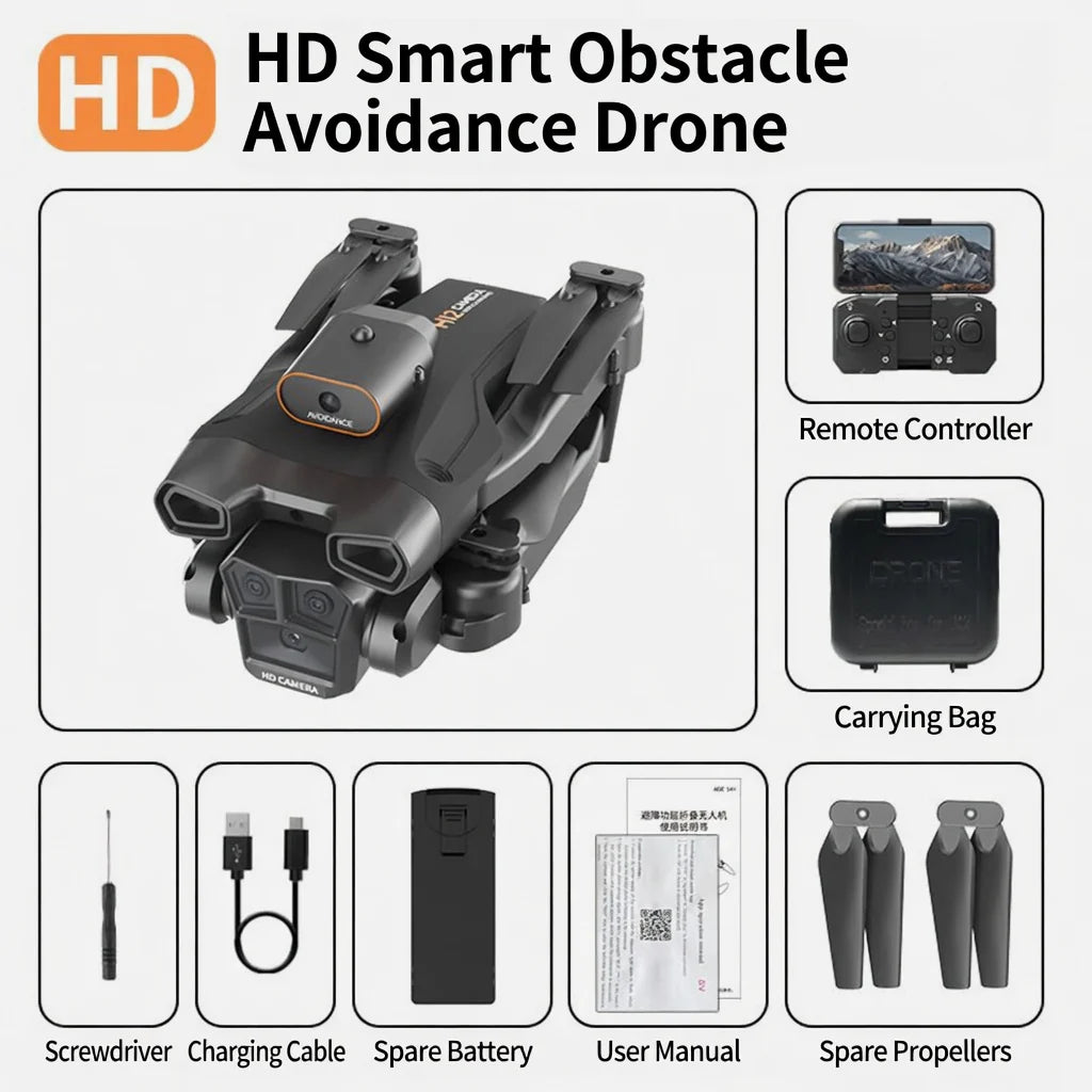 H12 Drone with Three-Sided Obstacle Avoidance, Remote Control Aircraft, Long-Endurance, HD Aerial Photography, Quadcopter Toy Drone