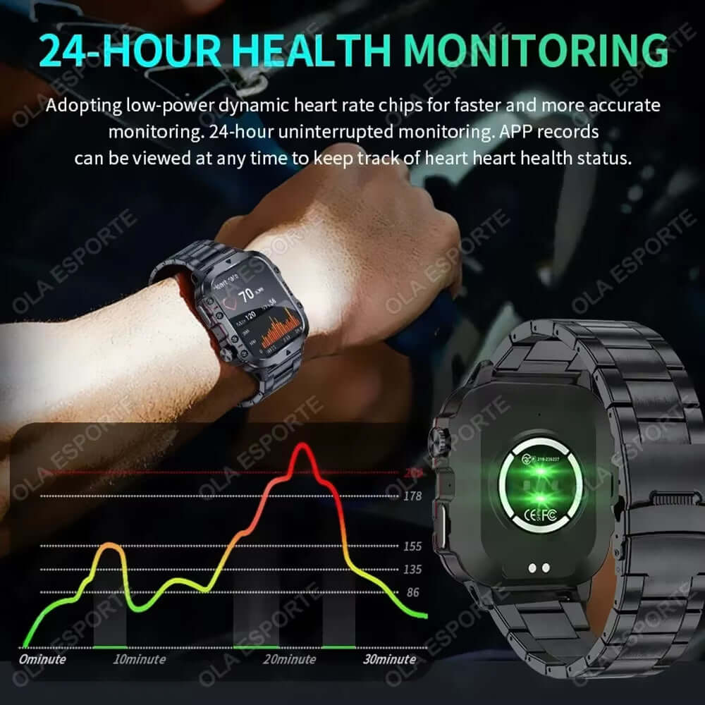 Elevate Your Fitness Game with the Original Men Smartwatch - Bluetooth Calling, Fitness Tracking, and IP68 Waterproof Design for Android & iOS - 2025 Edition