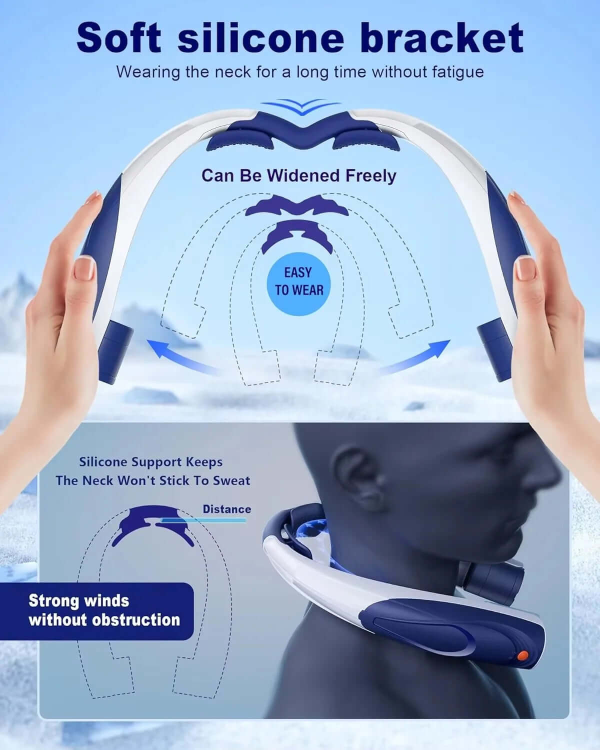 Portable Neck Fan - 6000Mah Rechargeable Personal Fan with 6 Speeds, 360° Cooling Surround Airflow, 20H Long Battery Life Hands-Free Wearable Fan for Outdoor Travel, Office, and Sports