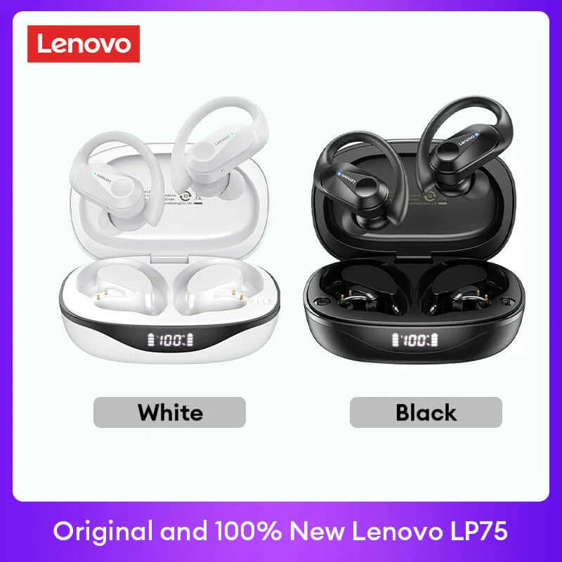 Experience Unmatched Sound Quality with Lenovo LP75 TWS Bluetooth 5.3 Headphones - Waterproof, Noise Reduction, and Smart LED Display!