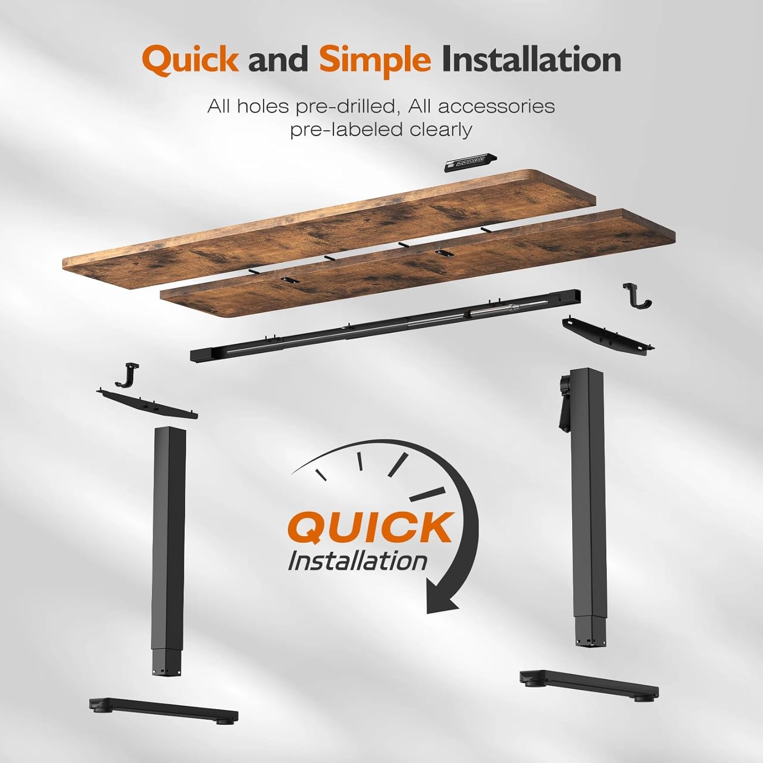 Transform Your Workspace with the Electric Adjustable Standing Desk - 55" x 24" Rustic Brown Ergonomic Design for Home and Office