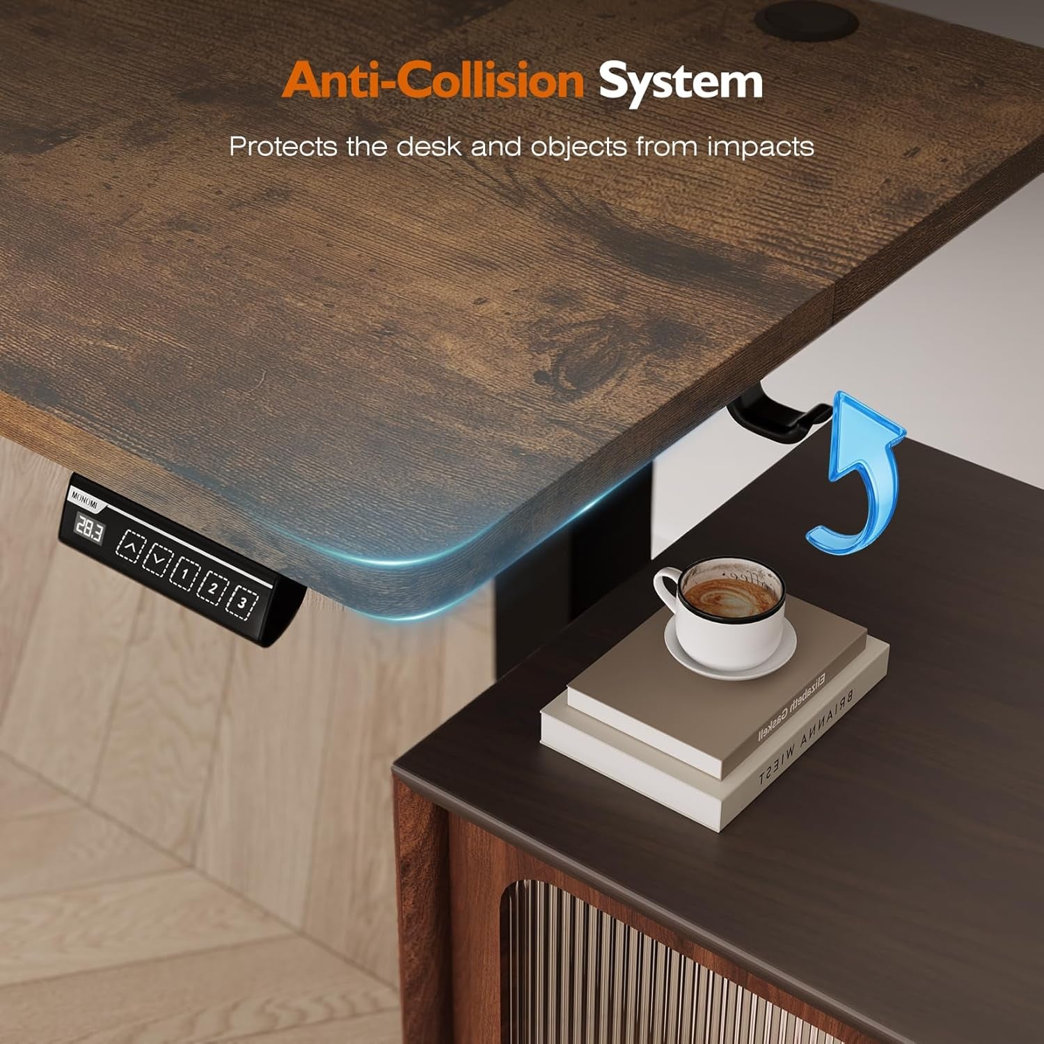 Transform Your Workspace with the Electric Adjustable Standing Desk - 55" x 24" Rustic Brown Ergonomic Design for Home and Office