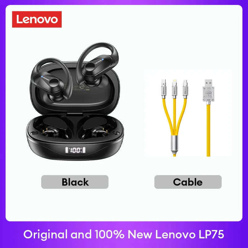 Experience Unmatched Sound Quality with Lenovo LP75 TWS Bluetooth 5.3 Headphones - Waterproof, Noise Reduction, and Smart LED Display!