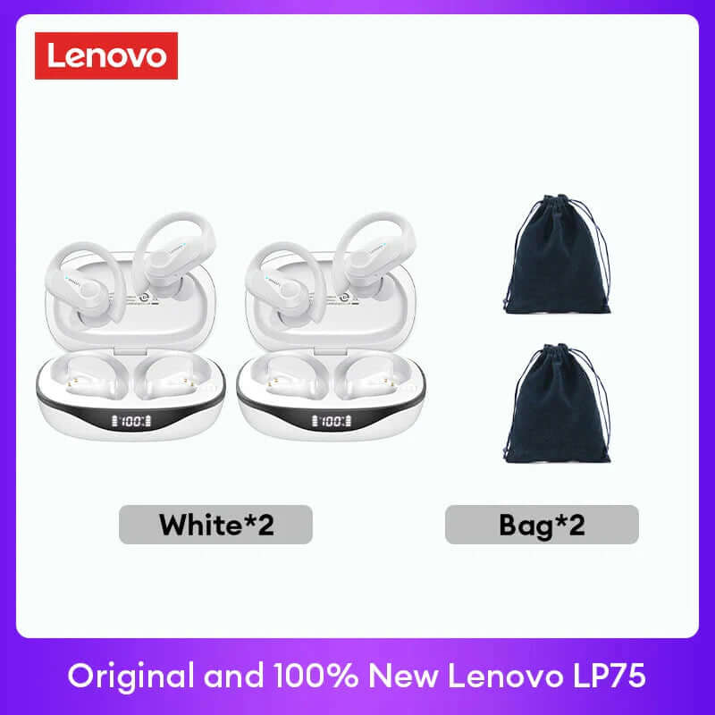 Experience Unmatched Sound Quality with Lenovo LP75 TWS Bluetooth 5.3 Headphones - Waterproof, Noise Reduction, and Smart LED Display!