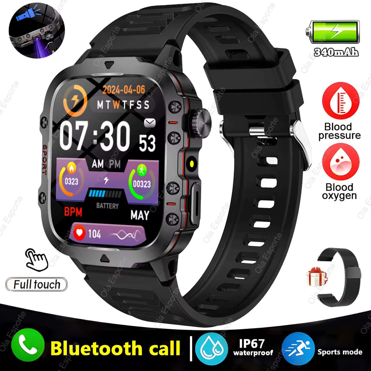 Elevate Your Fitness Game with the Original Men Smartwatch - Bluetooth Calling, Fitness Tracking, and IP68 Waterproof Design for Android & iOS - 2025 Edition