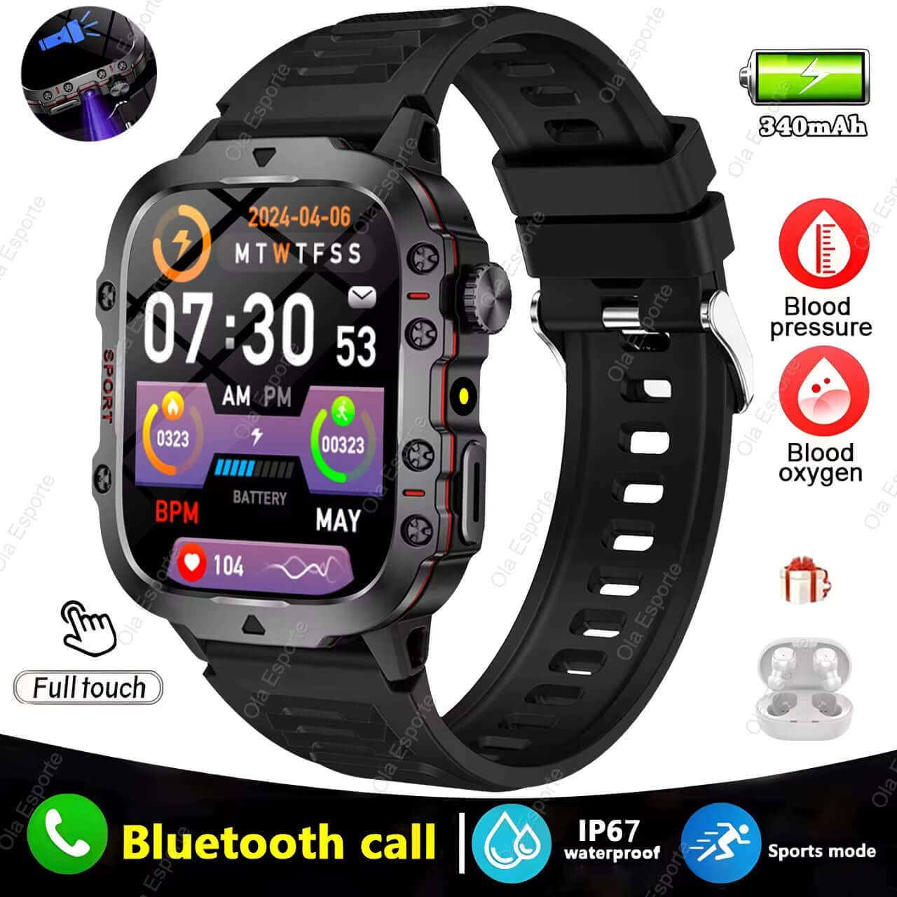 Elevate Your Fitness Game with the Original Men Smartwatch - Bluetooth Calling, Fitness Tracking, and IP68 Waterproof Design for Android & iOS - 2025 Edition