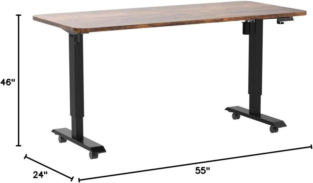 Transform Your Workspace with the Electric Adjustable Standing Desk - 55" x 24" Rustic Brown Ergonomic Design for Home and Office